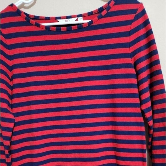 Vineyard Vines Women's Long Sleeve Striped T-Shirt Dress Red Blue size XS - Picture 2 of 5